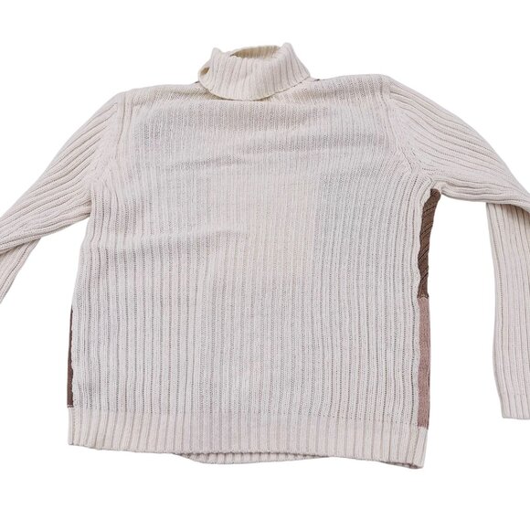 Liz Claiborne Woman Patchwork Turtleneck Sweater 2X beige brown - Picture 4 of 4